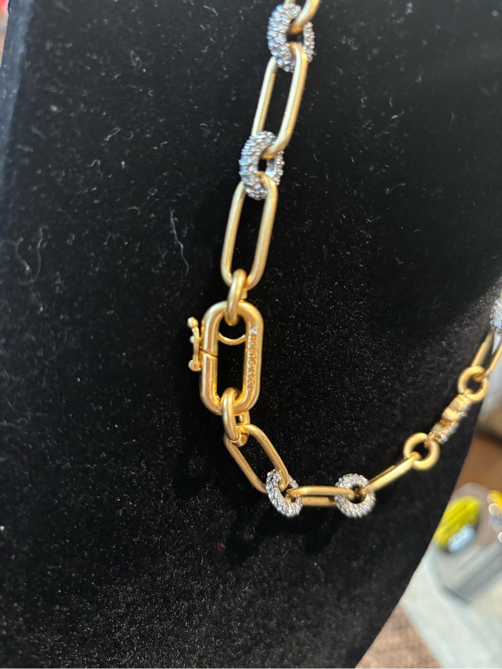 Tory Burch Gold-Tone Link Necklace with Pave Crystal Motifs - Picture 2 of 4